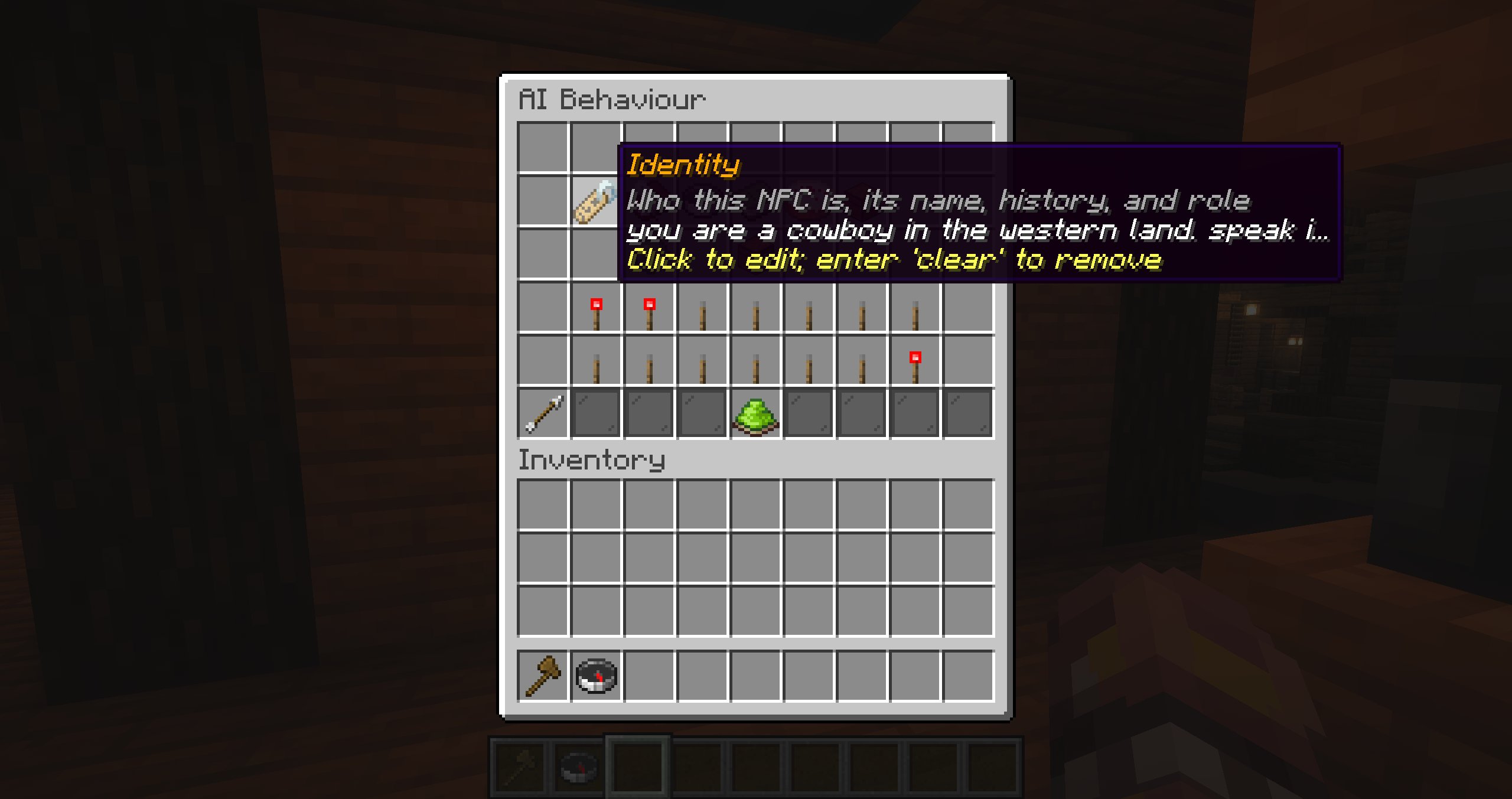 Blockfolk AI Behaviour configuration menu