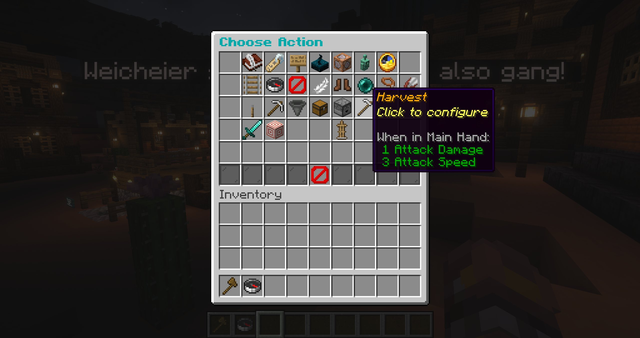 Behaviour action selection menu